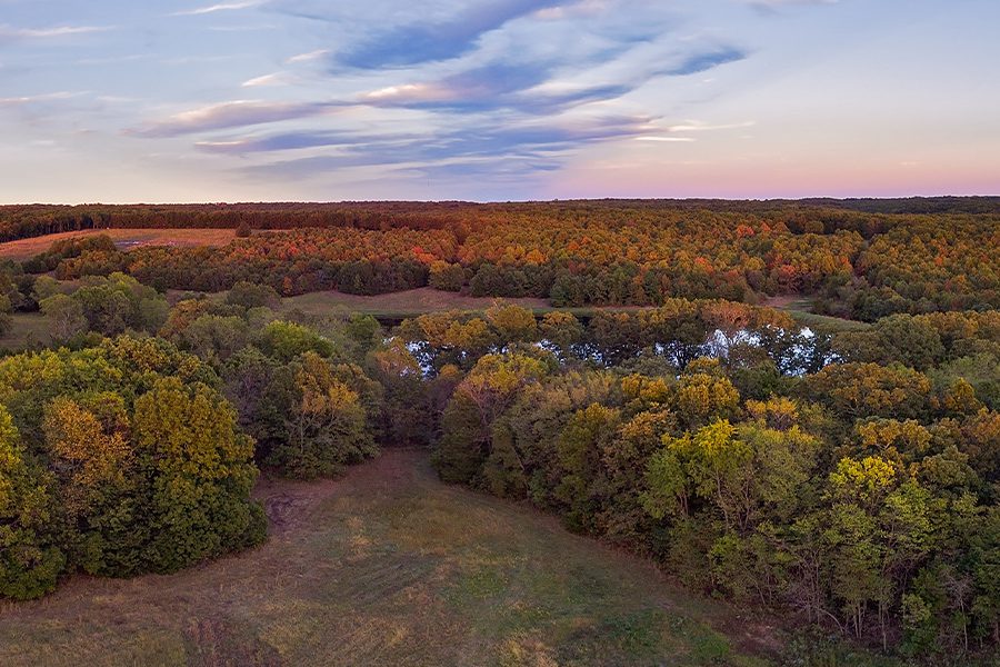 Contact - View of Missouri Landscape in Fall at Sunset